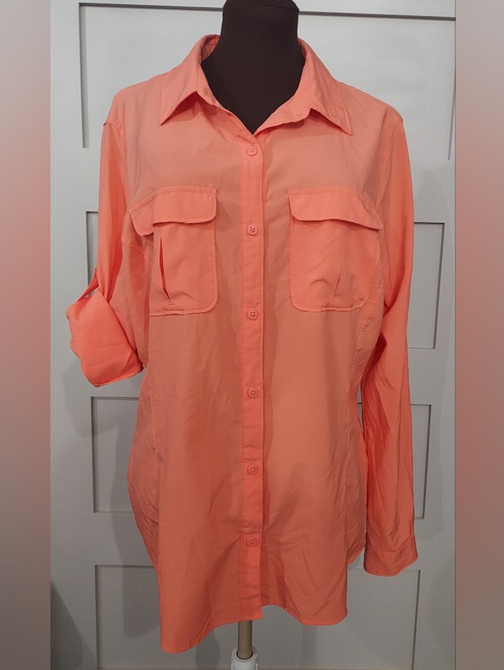 NWOT LADIES Columbia Sun Protection Button Down Shirt Orange XL